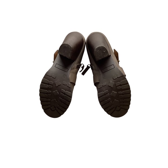 Madeline Girl Women's Taupe Faux Leather Ankle Boots Buckle Block Heel Zip - Picture 5 of 6